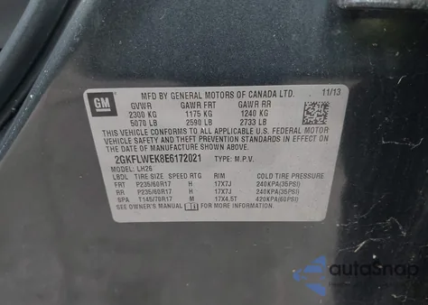 2014 GMC Terrain Sle-2 from USA, damaged, VIN 2GKFLWEK8E6172021